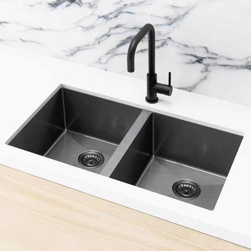 W76 x D44cm Stainless Steel Double Kitchen Sink Bowl