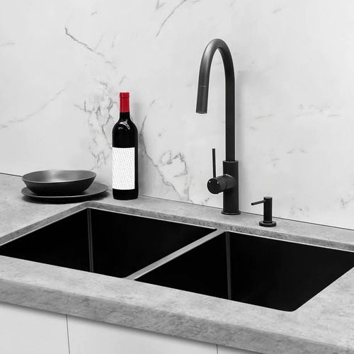 Matte Black Piccola Pull-Out Kitchen Mixer Tap