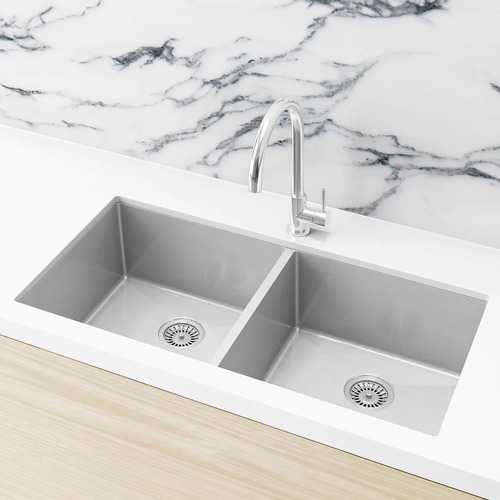 W86 x D44cm Stainless Steel Double Kitchen Sink Bowl