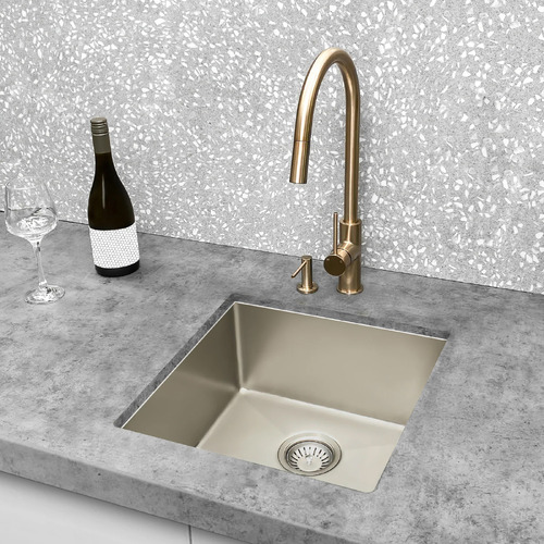 Champagne Piccola Pull-Out Kitchen Mixer Tap