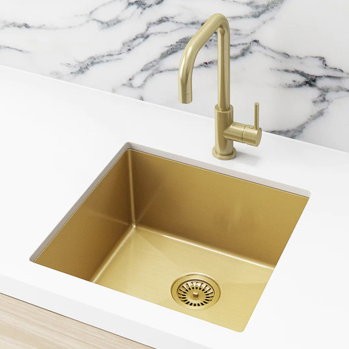W45 x D45cm Brushed Gold Stainless Steel Single Kitchen Sink Bowl