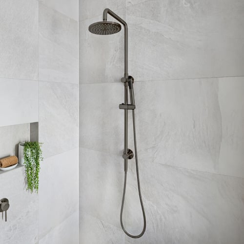 5 Piece Round 20cm Brass Shower Set