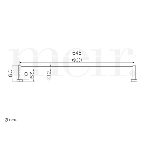 60cm Round Single Towel Rail