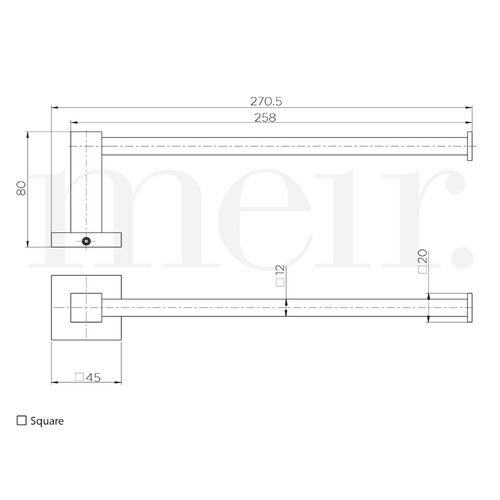 Matte Black Square Guest Towel Rail