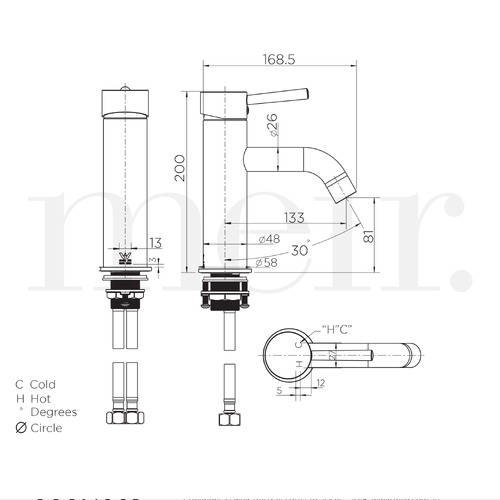 Round Curved Basin Mixer