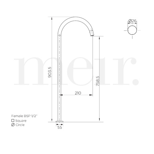 Curved Freestanding Bath Spout