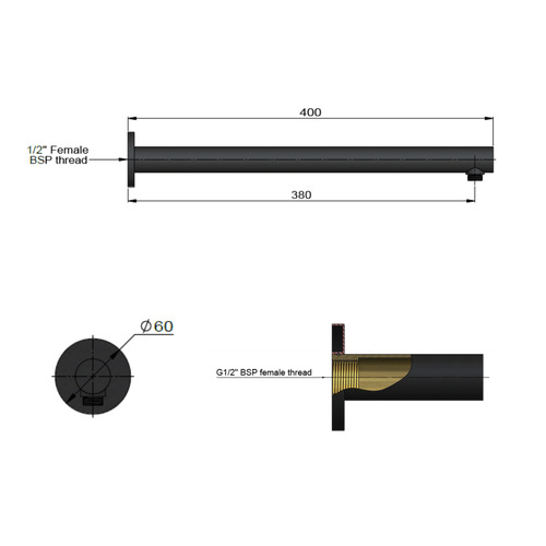 Round Agatha Brass Wall Shower Arm