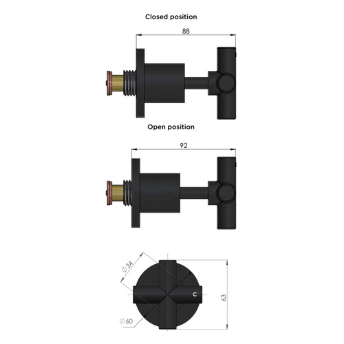 2 Piece Cross Handle Wall Top Assembly Set