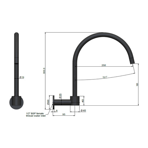 Round High-Rise Swivel Wall Bath Spout
