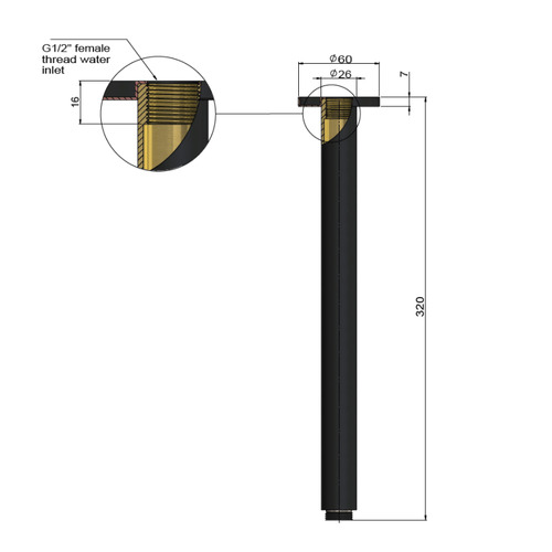Round Agatha Brass Ceiling Shower Arm