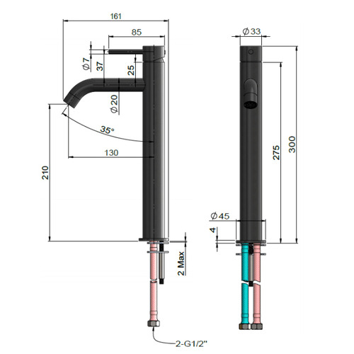 Piccola Tall Basin Mixer Tap