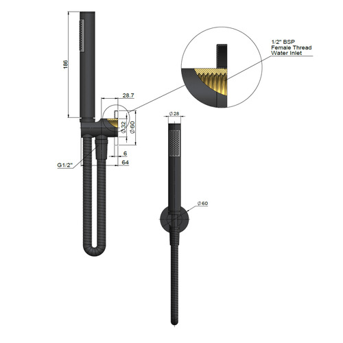 3 Piece Round Brass Hand-Held Shower Head Set