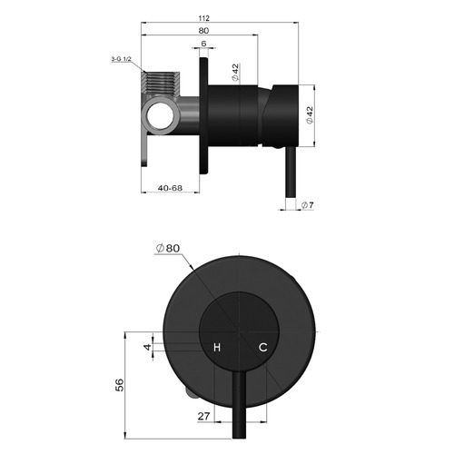 Round Short Pin Lever Wall Mixer Trim Kit