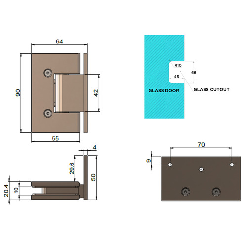 Glass to Wall Shower Door Hinge