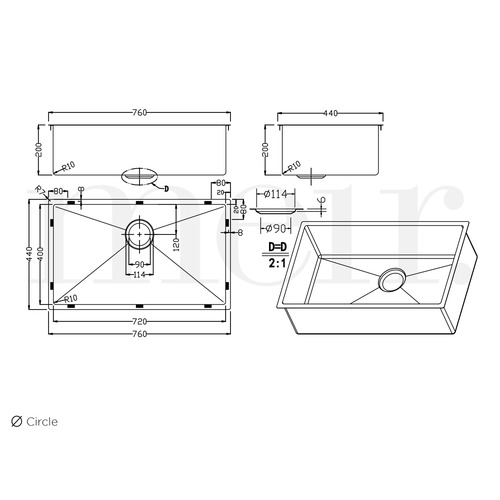 760mm Single Bowl Steel Kitchen Sink