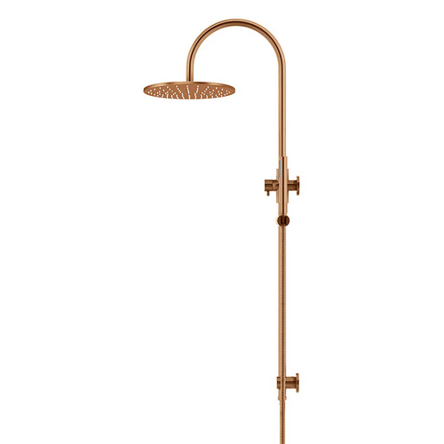 300mm Gooseneck Twin Shower with single function hand shower