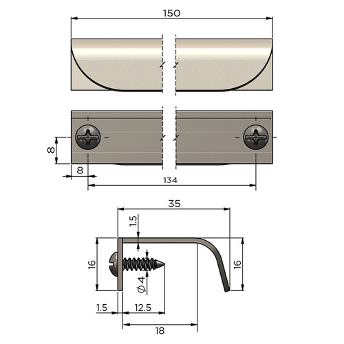 Oppen Lip Cabinet Handle