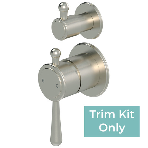 Harrington Brushed Nickel Shower Wall Mixer with Diverter Trim Kit Only