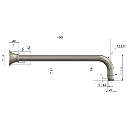 Harrington 413mm Brushed Nickel Shower Arm