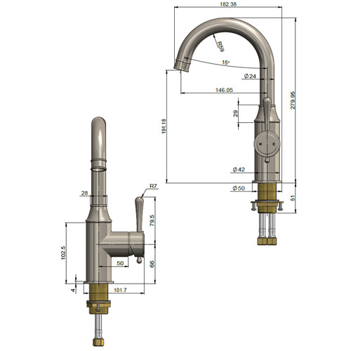 Harrington 146mm Brushed Nickel Basin Mixer