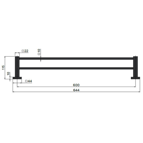 Meir 600mm Double Brass Towel Rail