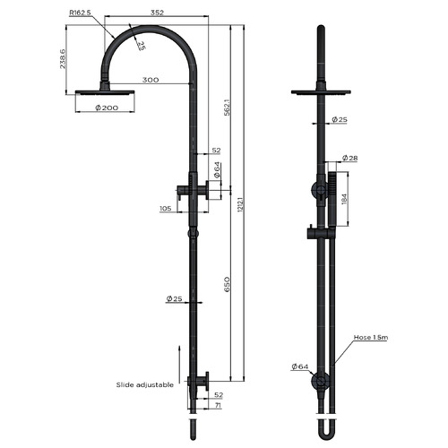 Round Gooseneck Twin Shower