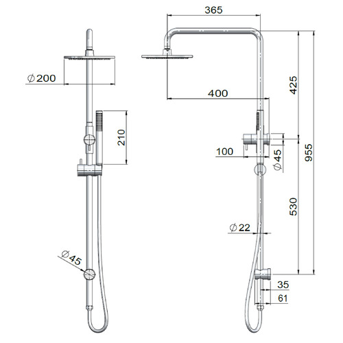 Bayside Stainless Steel Round Twin Shower