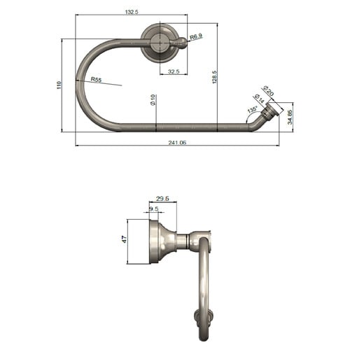 Harrington Brushed Nickel Brass Curved Toilet Roll Holder