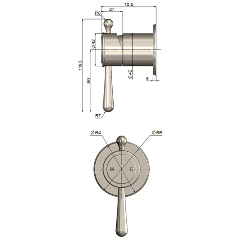 Harrington Brushed Nickel Shower Wall Mixer Trim Kit Only