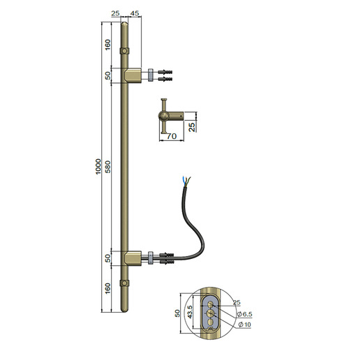 1000Mm Heated Vertical towel Bar