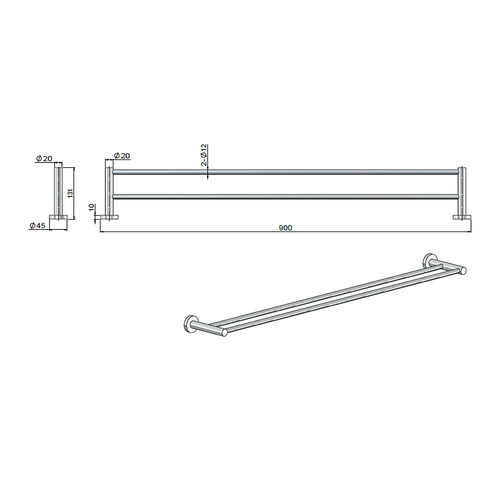 Round-900mm-Double-Brass-Towel-Rail