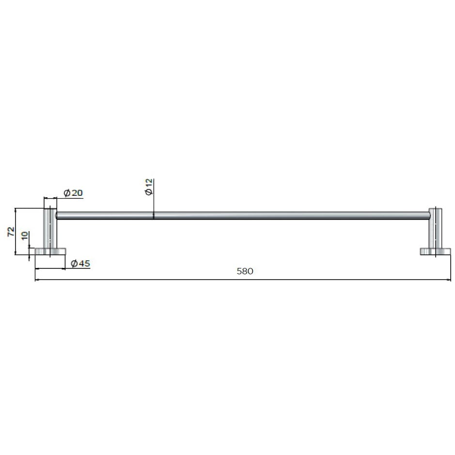 Round-600mm-Single-Brass-Towel-Rail