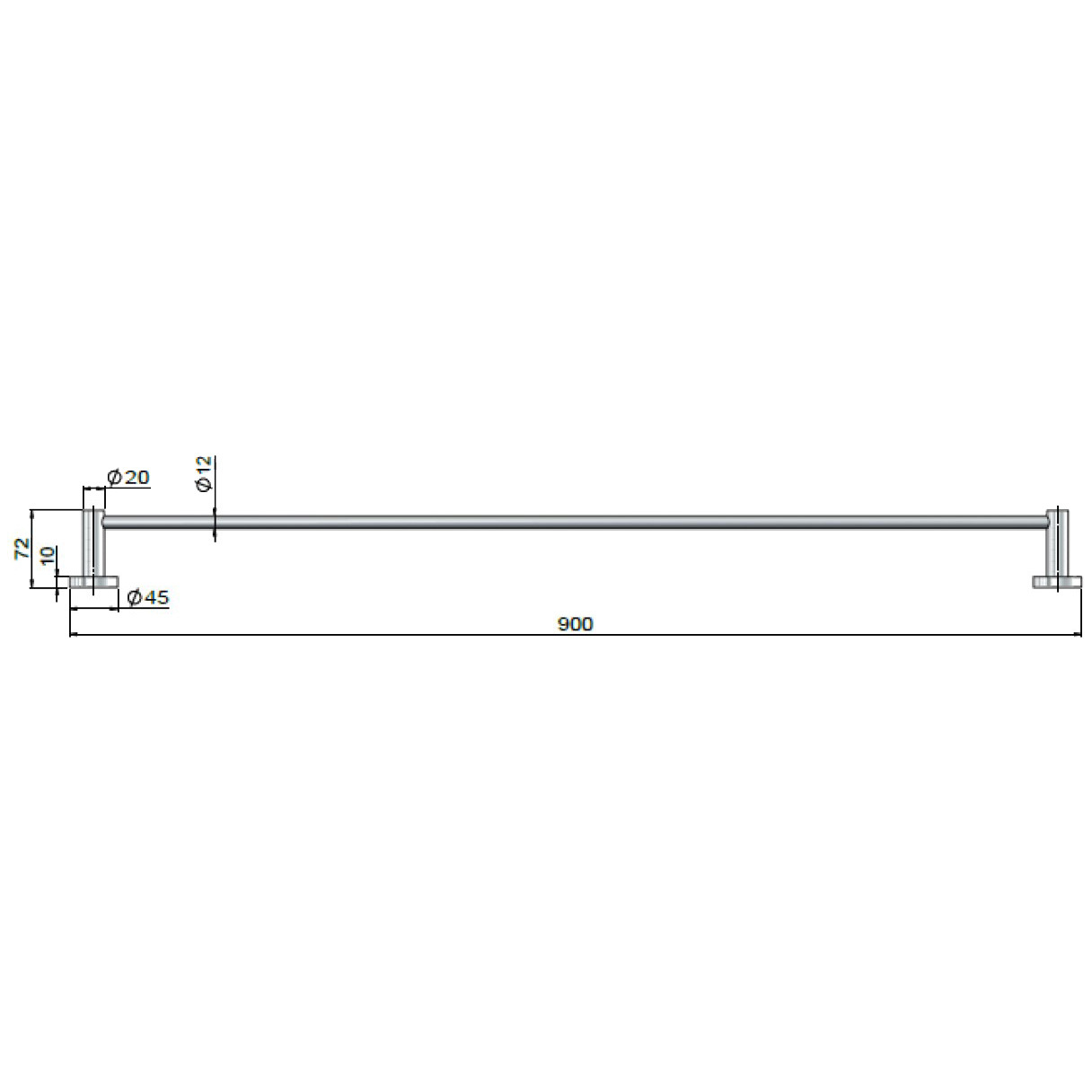 Round-900mm-Single-Brass-Towel-Rail