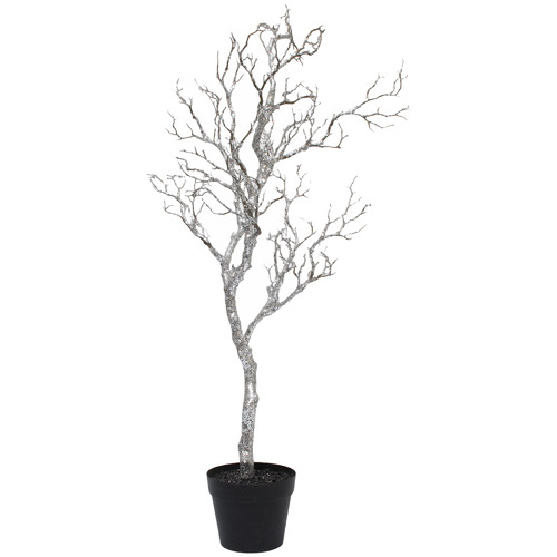 121cm Silver Potted Stick Christmas Tree