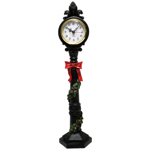 47cm Red & Black Lucia Table Clock with Light
