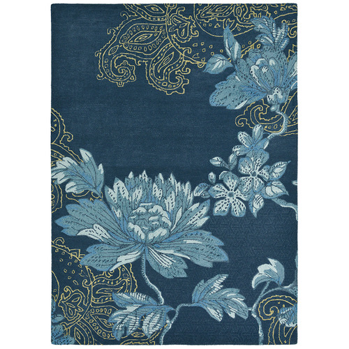 Navy Floral Fabled Hand-Tufted Rug