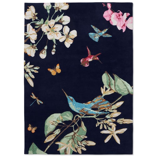 Navy Hummingbird Wool Blend Rug
