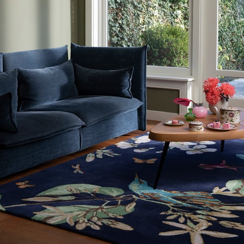 Navy Hummingbird Wool Blend Rug