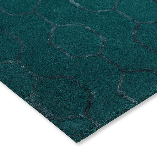 Teal Gio Hand-Tufted Wool-Blend Rug | Temple & Webster