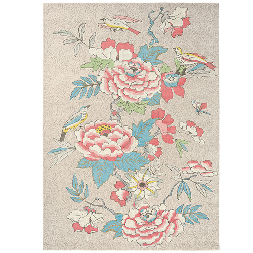 Coral Paeonia Wool & Viscose Rug