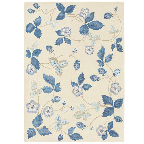 Cream Wild Strawberry Wool & Viscose Rug