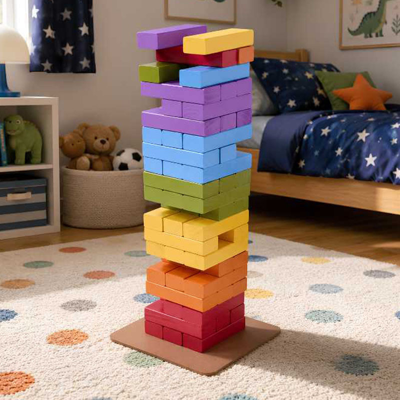 Jenjo 54 Piece Rainbow Tower Block Set