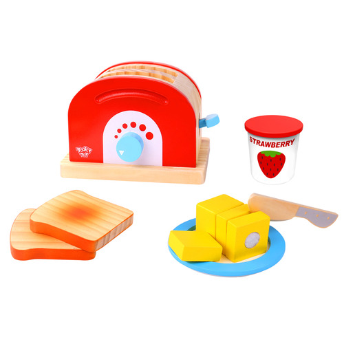 wooden toaster play set