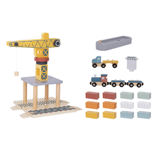 Tooky Toy Port Crane Cargo Playset