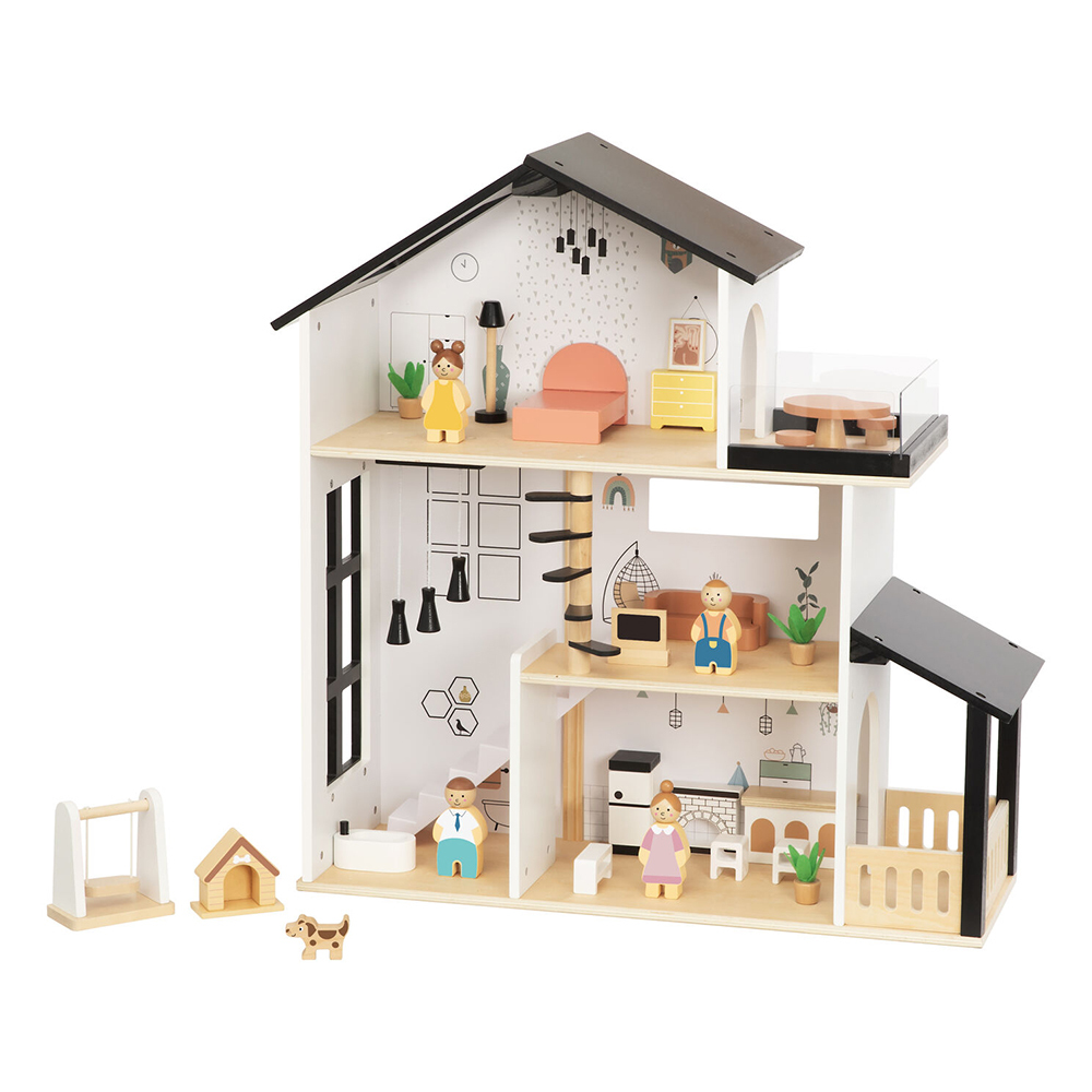 Tooky Toy Wooden Doll House Playset