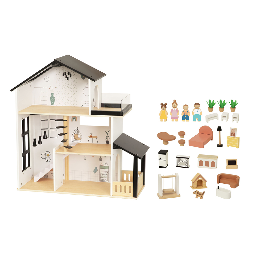 Tooky Toy Wooden Doll House Playset