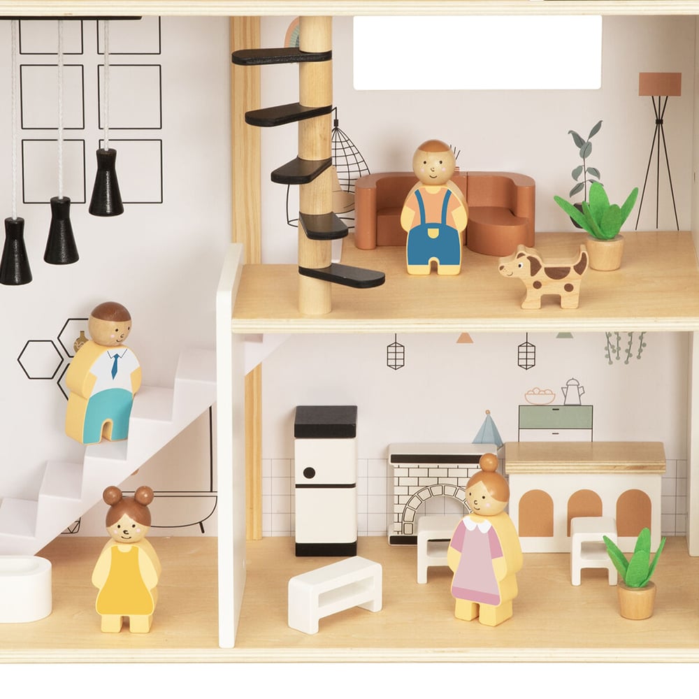 Tooky Toy Wooden Doll House Playset