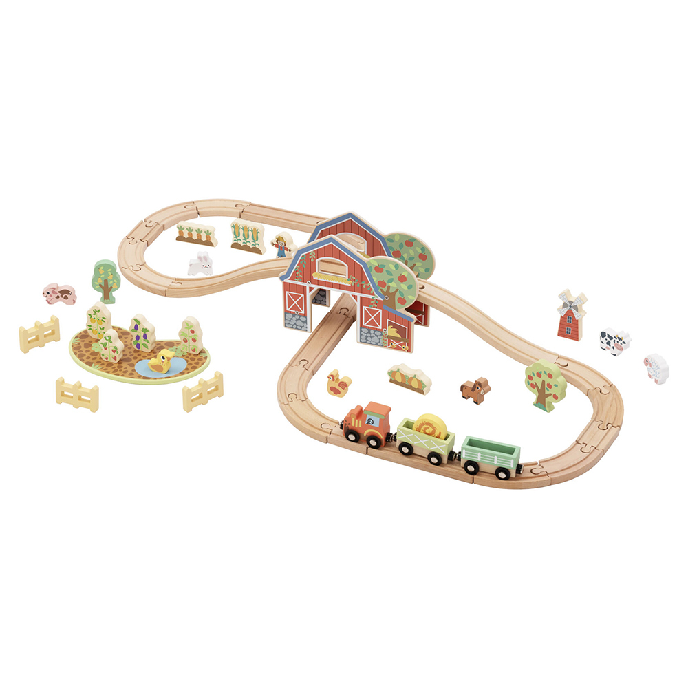 Tooky Toy Wooden Farm Train Playset