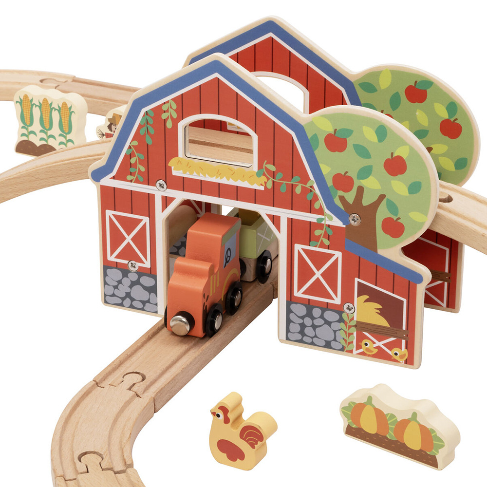 Tooky Toy Wooden Farm Train Playset