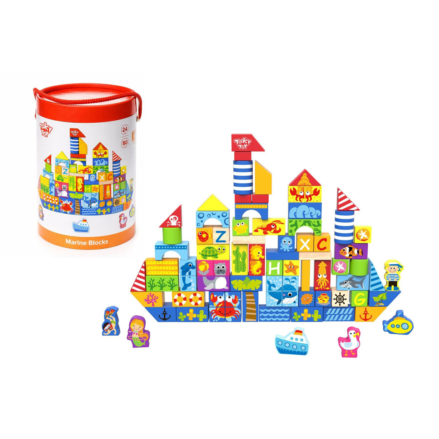 Tooky Toy 80 Piece Marine Building Blocks
